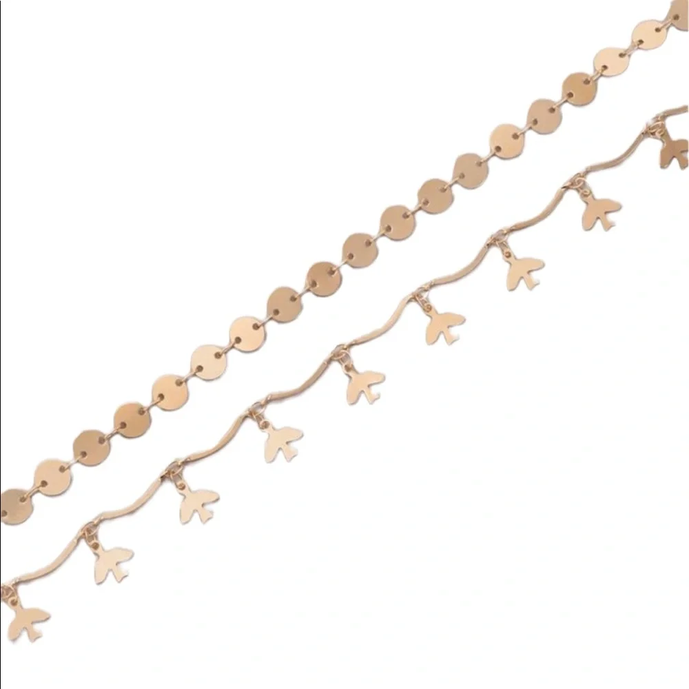 Gold Tone Disk and Bird Anklets - Picture 3 of 4